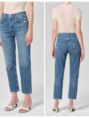 Agolde Riley High Rise Straight Crop Jeans Sz 30 80s Minimalist Old Money Summer